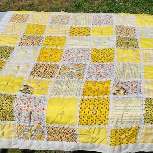 Sunny Yellow Patchwork Rag Quilt by
